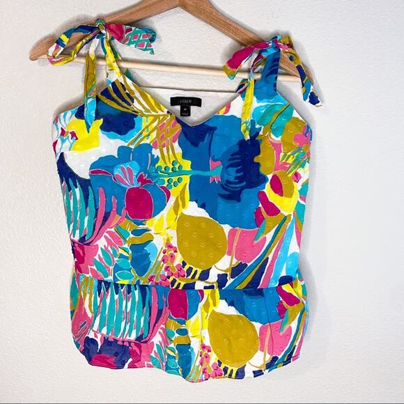 J.Crew Tie Shoulder Strap Peplum Top - Picture 1 of 5